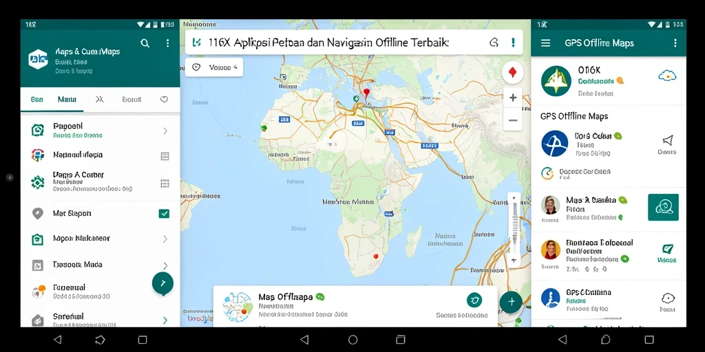 Antarmuka pengguna 116X yang intuitif untuk navigasi peta offline.