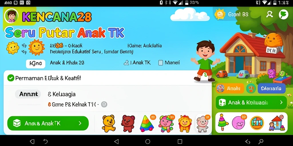 Antarmuka KENCANA28 yang menarik untuk anak-anak saat bermain.