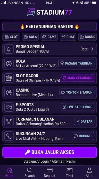 Tampilan link alternatif stadium77