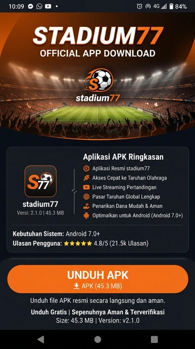 Tampilan halaman APK stadium77