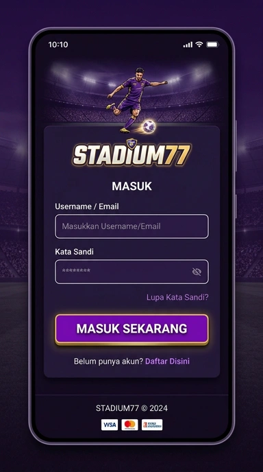 Tampilan halaman login stadium77